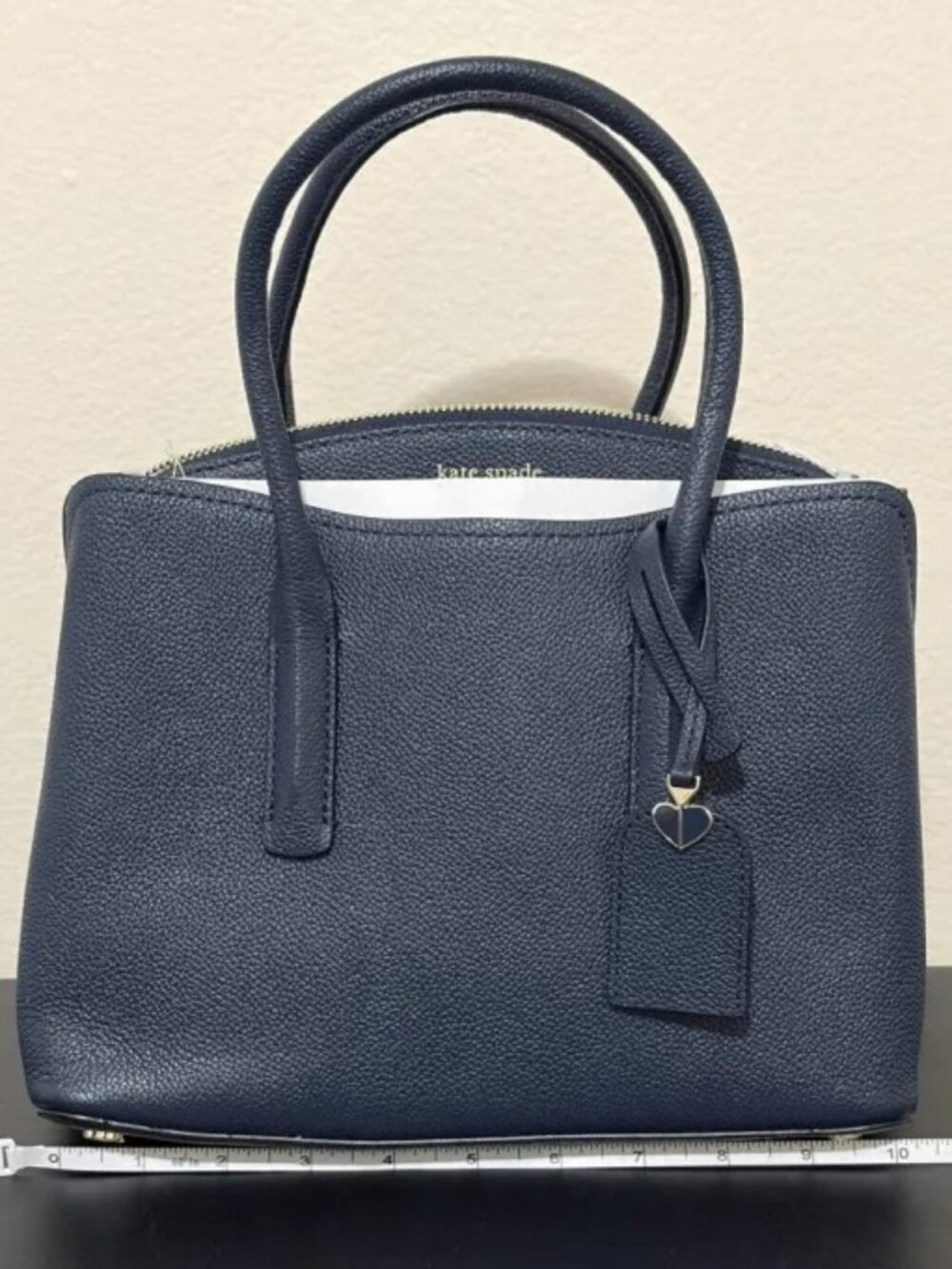 Kate Spade Margaux Medium Satchel Bag Blazer Blue Navy Pebbled Leather